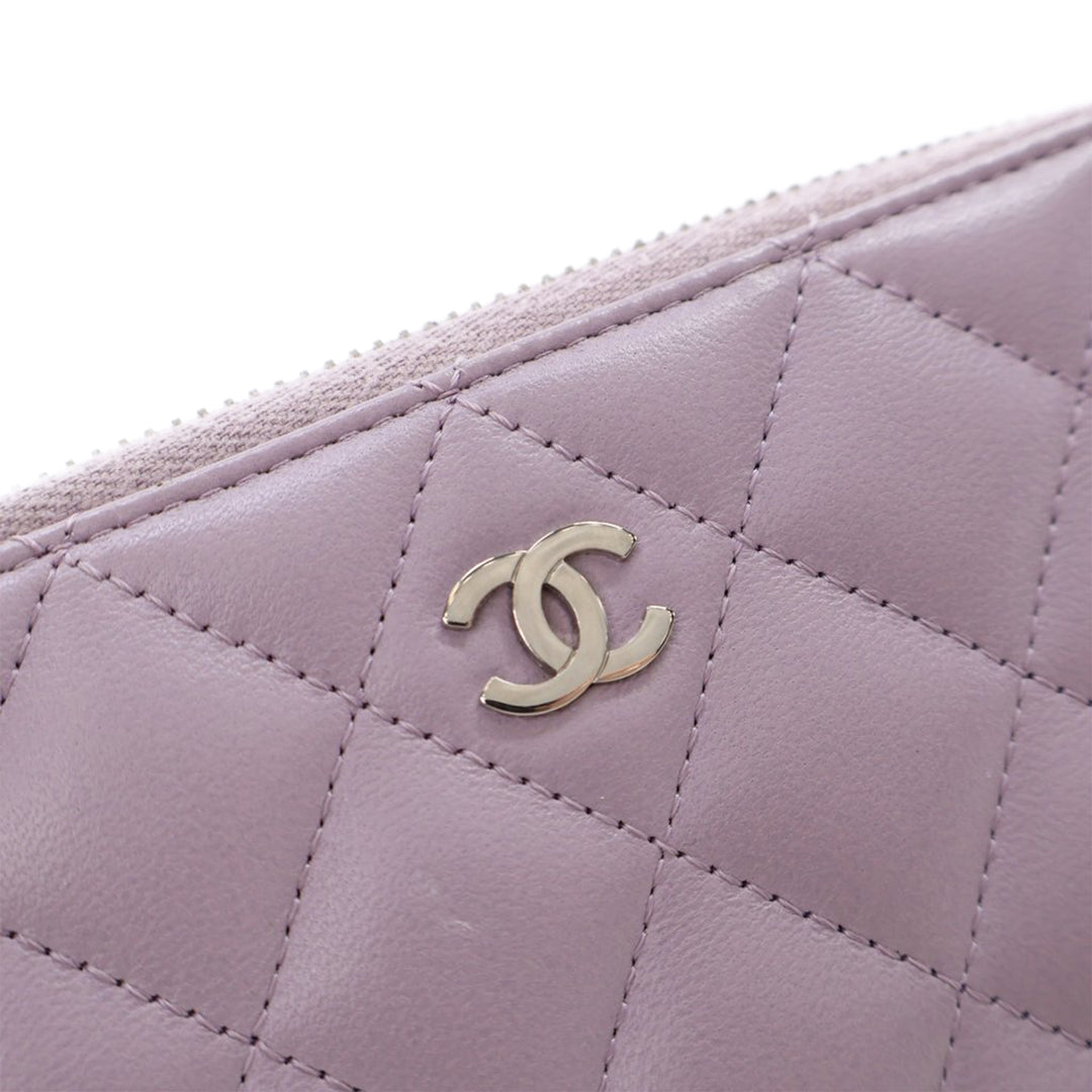 Quilted Lambskin Classic Long Zip Wallet Purple - Gaby Paris