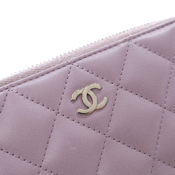 Quilted Lambskin Classic Long Zip Wallet Purple - Gaby Paris