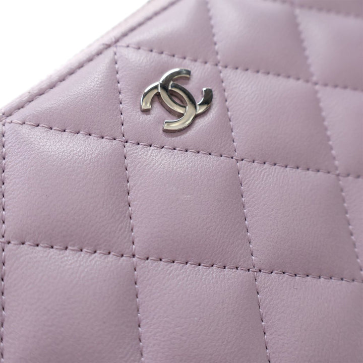 Quilted Lambskin Classic Long Zip Wallet Purple - Gaby Paris