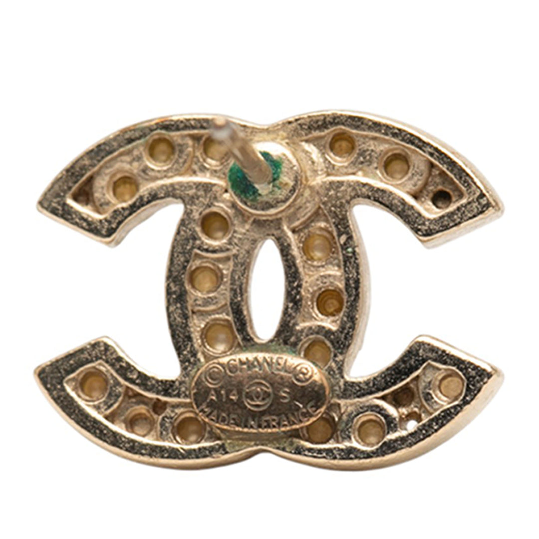 Chanel CC plaqué Perles fantaisie fermoir poussette Boucle d’oreilles