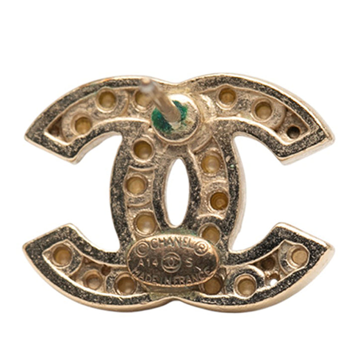 Chanel CC plaqué Perles fantaisie fermoir poussette Boucle d’oreilles