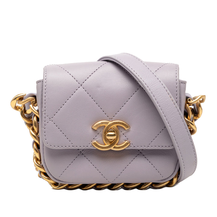 Chanel Mini Matelassé Cuir de veau Framing Chain à rabat