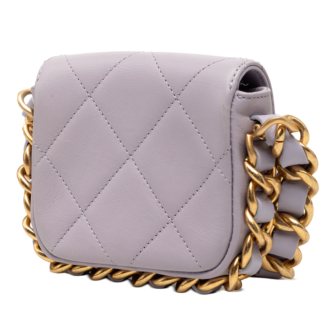 Chanel Mini Matelassé Cuir de veau Framing Chain à rabat