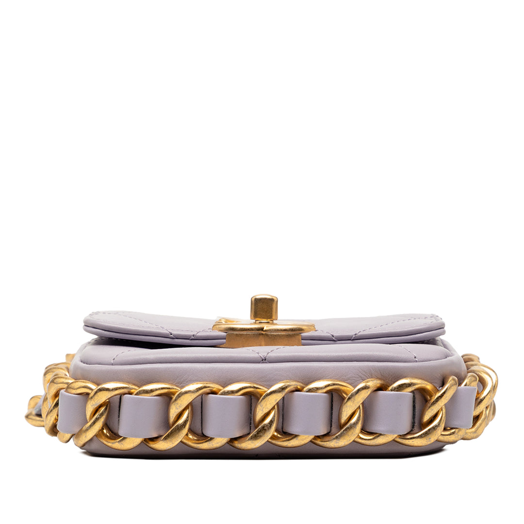 Chanel Mini Matelassé Cuir de veau Framing Chain à rabat