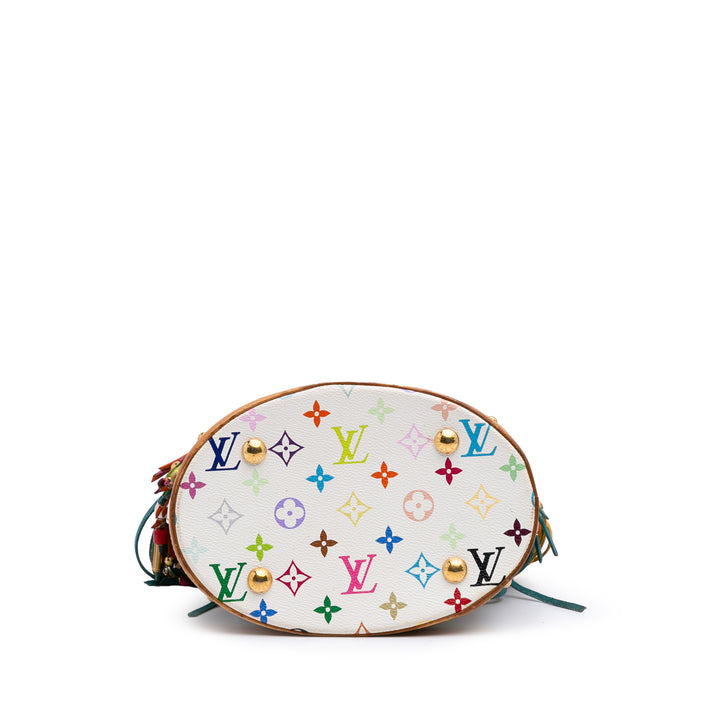 Monogram Multicolore Fringe Bucket White - Gaby Paris