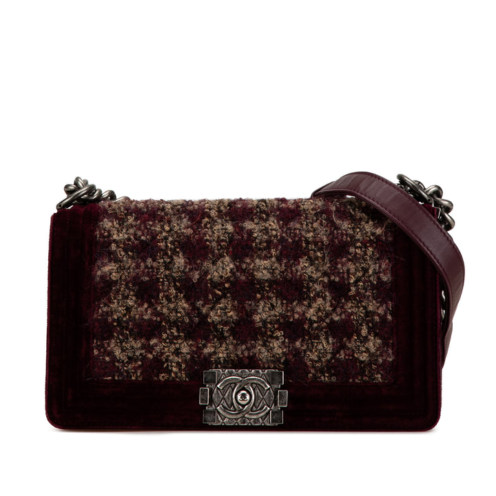 Medium Velvet Tweed Boy Flap Red - Gaby Paris