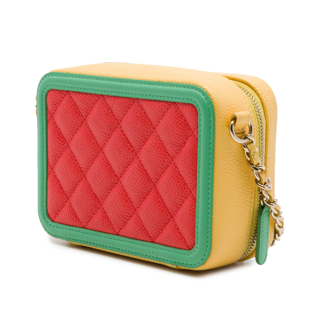 Chanel Vanity Tricolore CC Filigree Mini Cuir caviar Orange – vue 2 – GABY PARIS