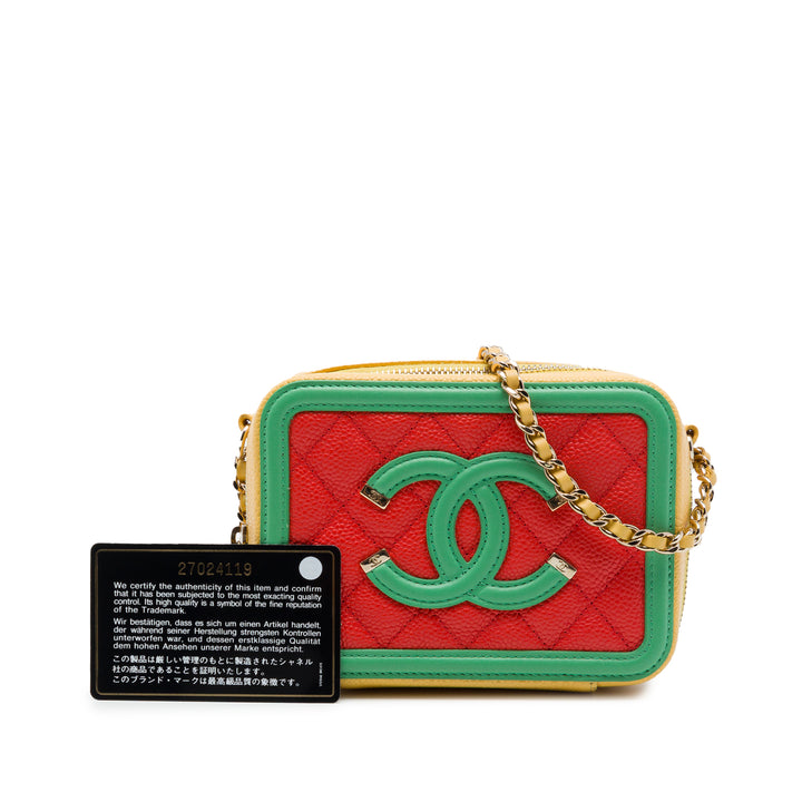Chanel Vanity Tricolore CC Filigree Mini Cuir caviar Orange – vue 7 – GABY PARIS