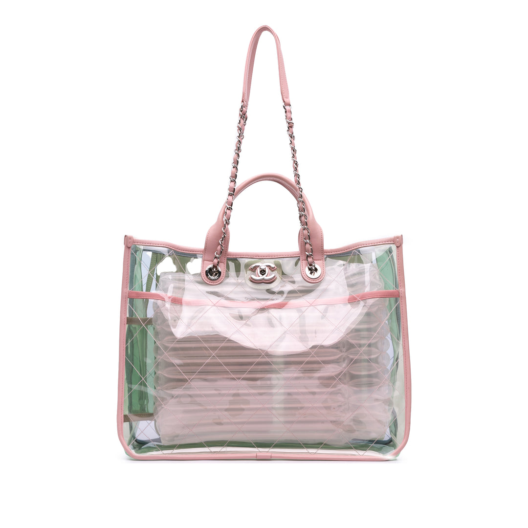 Medium Tricolor PVC and Lambskin Coco Splash Shopping Tote Pink - Gaby Paris