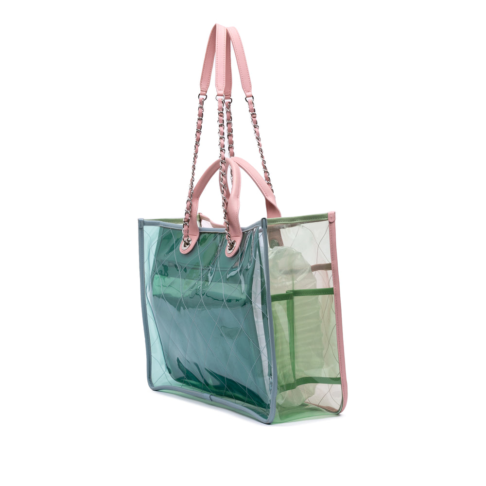 Medium Tricolor PVC and Lambskin Coco Splash Shopping Tote Pink - Gaby Paris