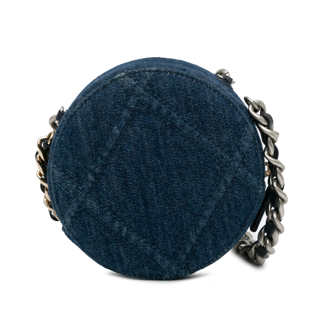 Denim 19 Round Clutch with Chain Blue - Gaby Paris