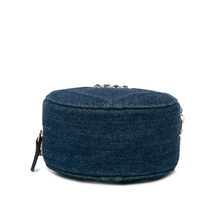 Denim 19 Round Clutch with Chain Blue - Gaby Paris