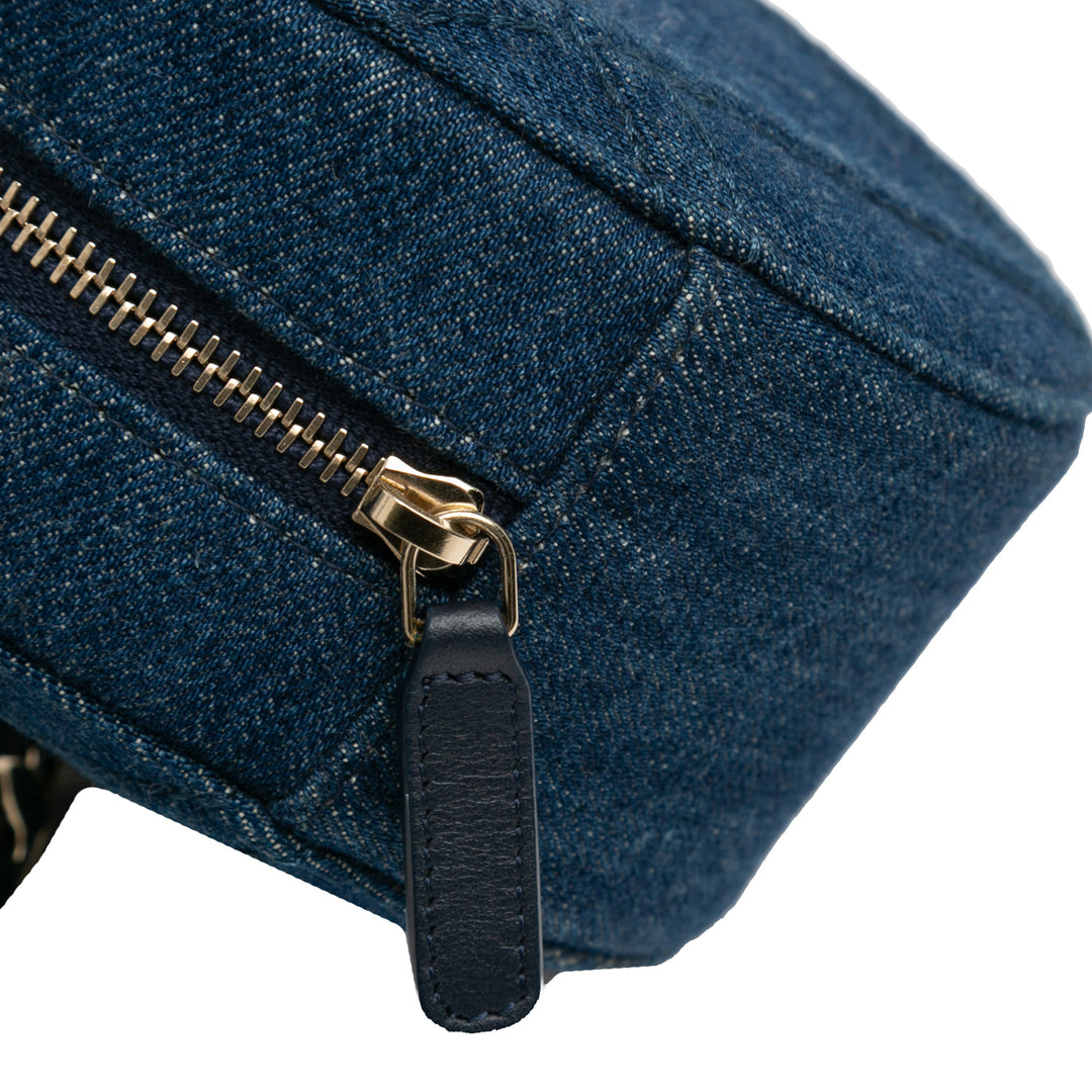 Denim 19 Round Clutch with Chain Blue - Gaby Paris