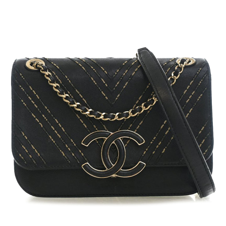 Chanel Small Chevron Sheepskin Subtle à rabat