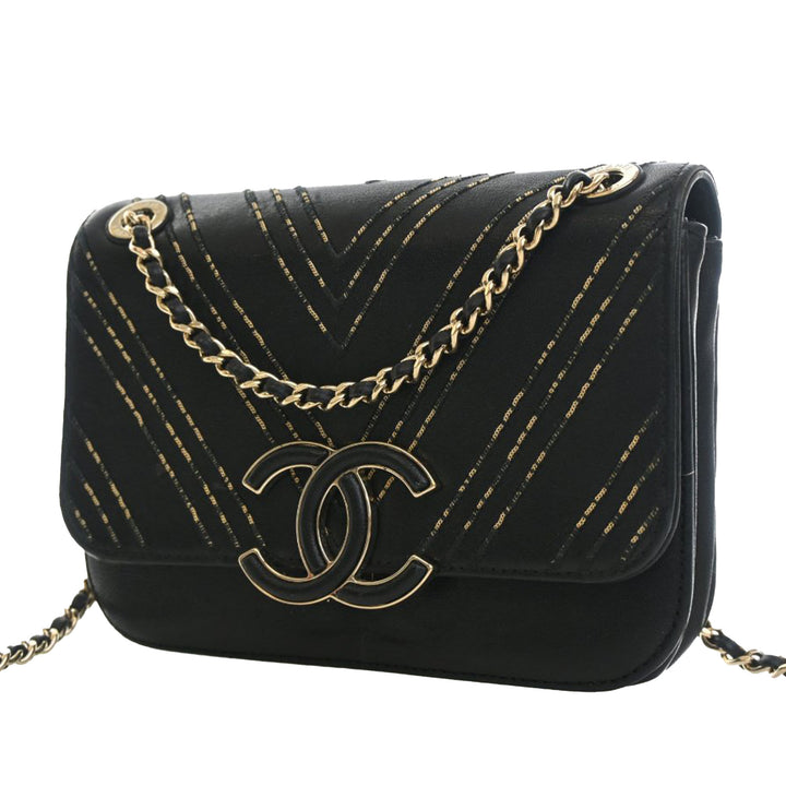 Chanel Small Chevron Sheepskin Subtle à rabat