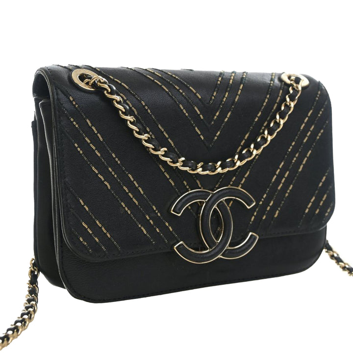 Chanel Small Chevron Sheepskin Subtle à rabat