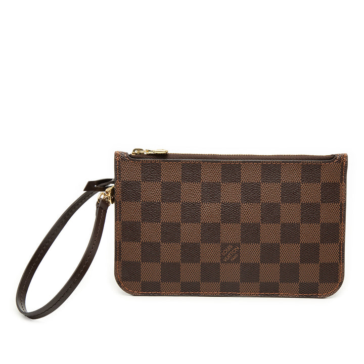 Louis Vuitton Neverfull Pochette MM Damier Ébène Marron – vue principale – GABY PARIS