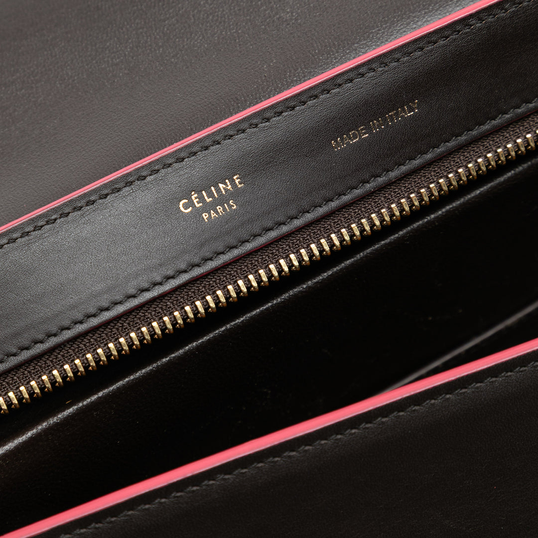 Celine Small Tricolor Cuir de veau et Daim Trapeze Sac