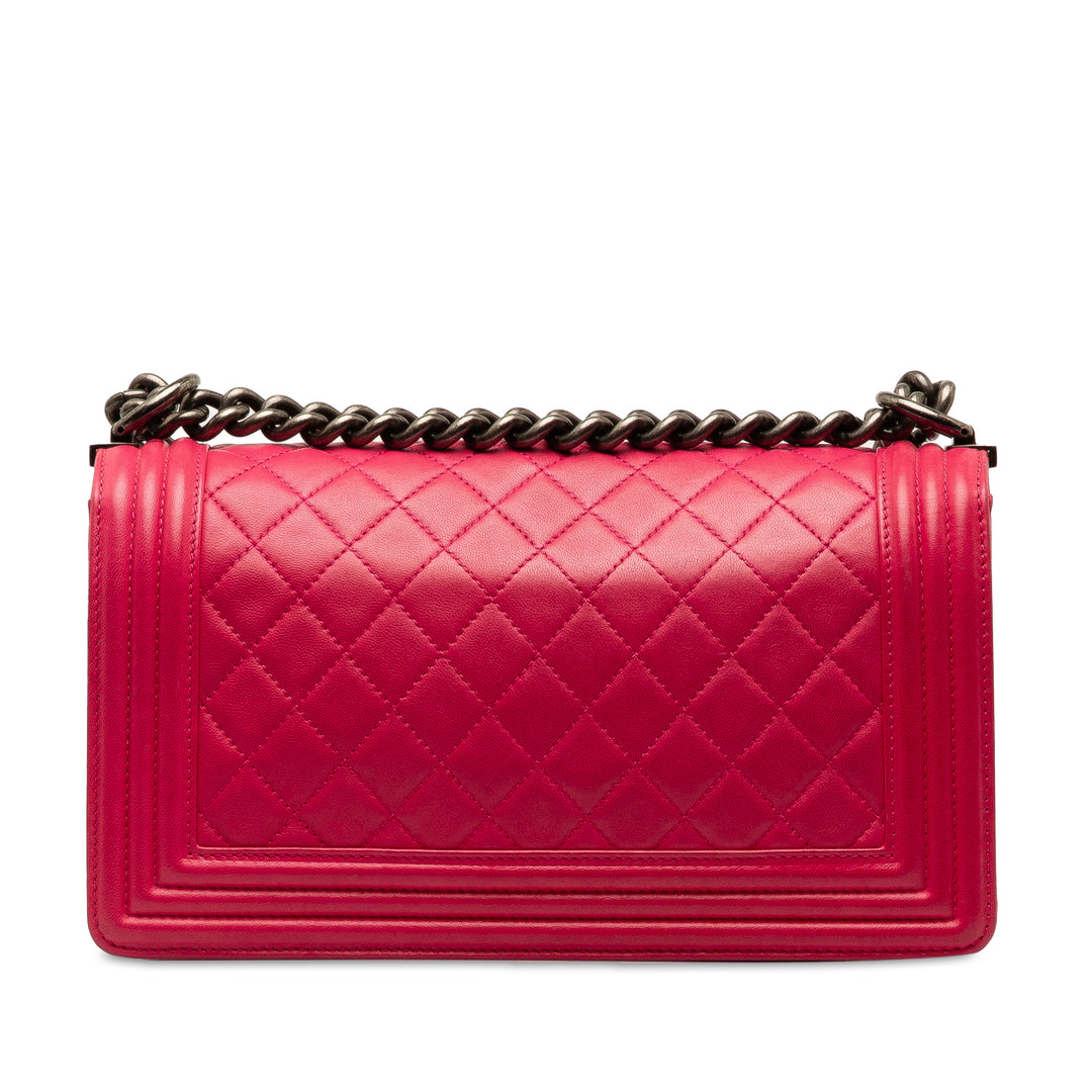 Old Medium Quilted Lambskin Boy Flap Pink - Gaby Paris