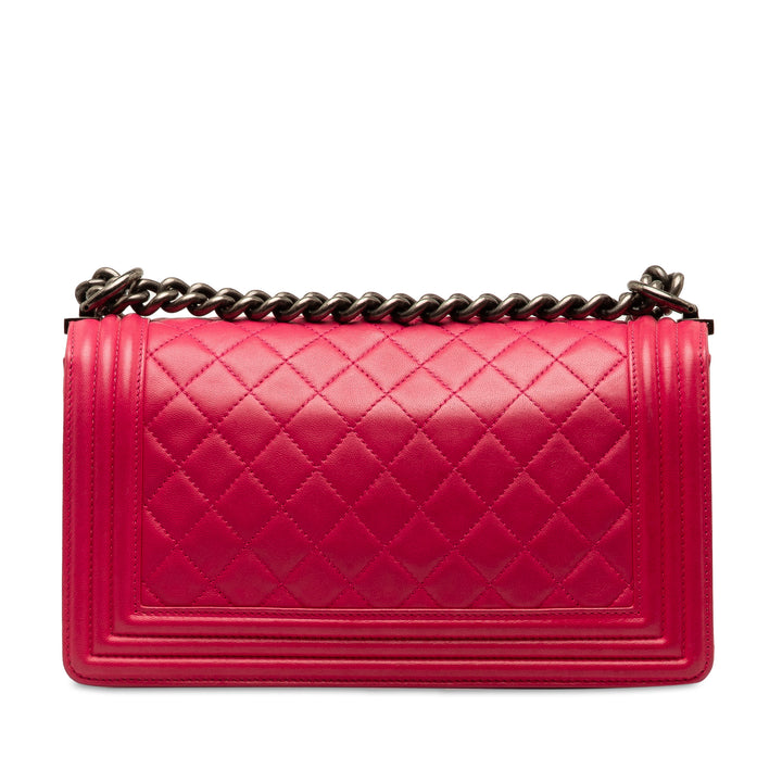 Old Medium Quilted Lambskin Boy Flap Pink - Gaby Paris