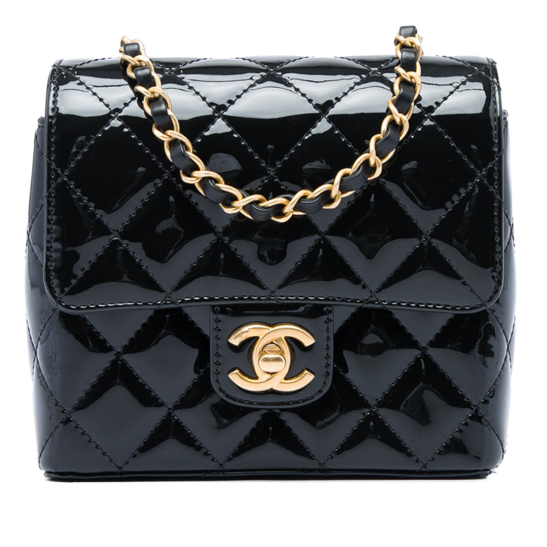 Chanel Carré Matelassé Rabat simple Mini Noir