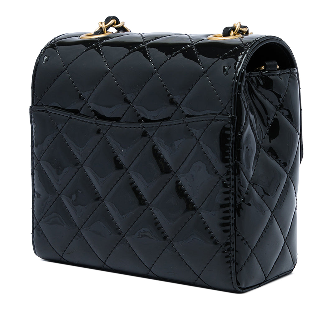 Chanel Carré Matelassé Rabat simple Mini Noir