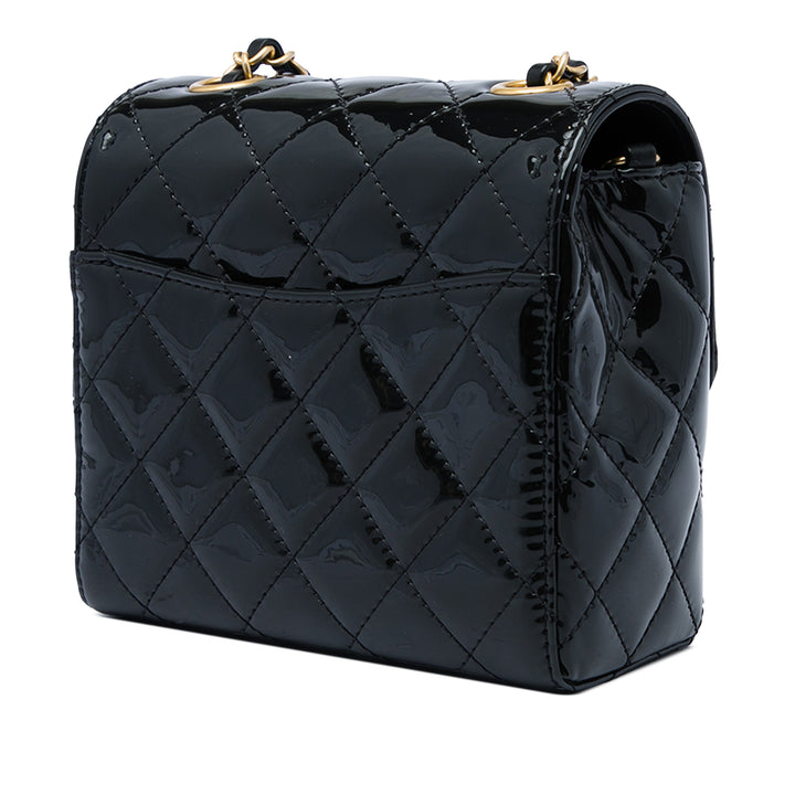 Chanel Carré Matelassé Rabat simple Mini Noir
