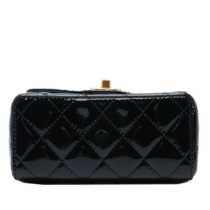 Chanel Carré Matelassé Rabat simple Mini Noir