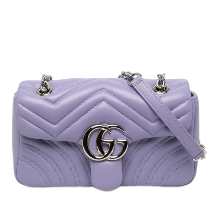 Gucci GG Marmont Matelasse Sac Petit Cuir de veau Violet – vue principale – GABY PARIS