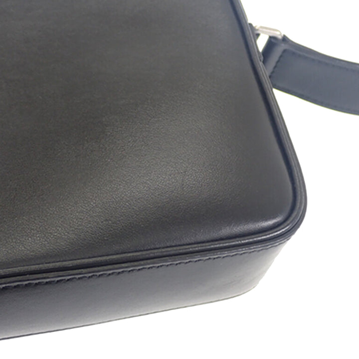 Logo Sac Messenger Cuir de veau lisse Noir