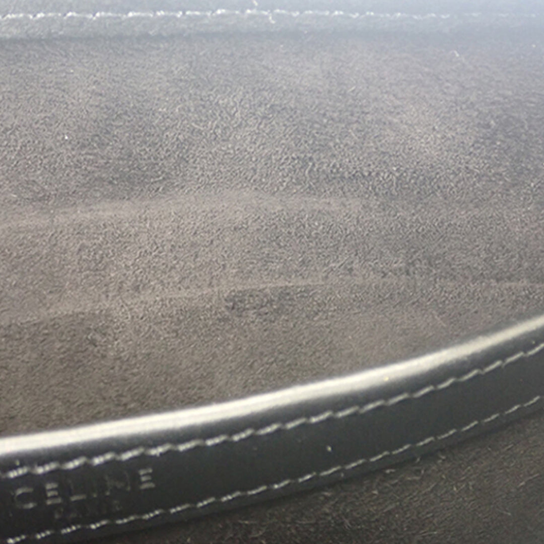 Logo Sac Messenger Cuir de veau lisse Noir
