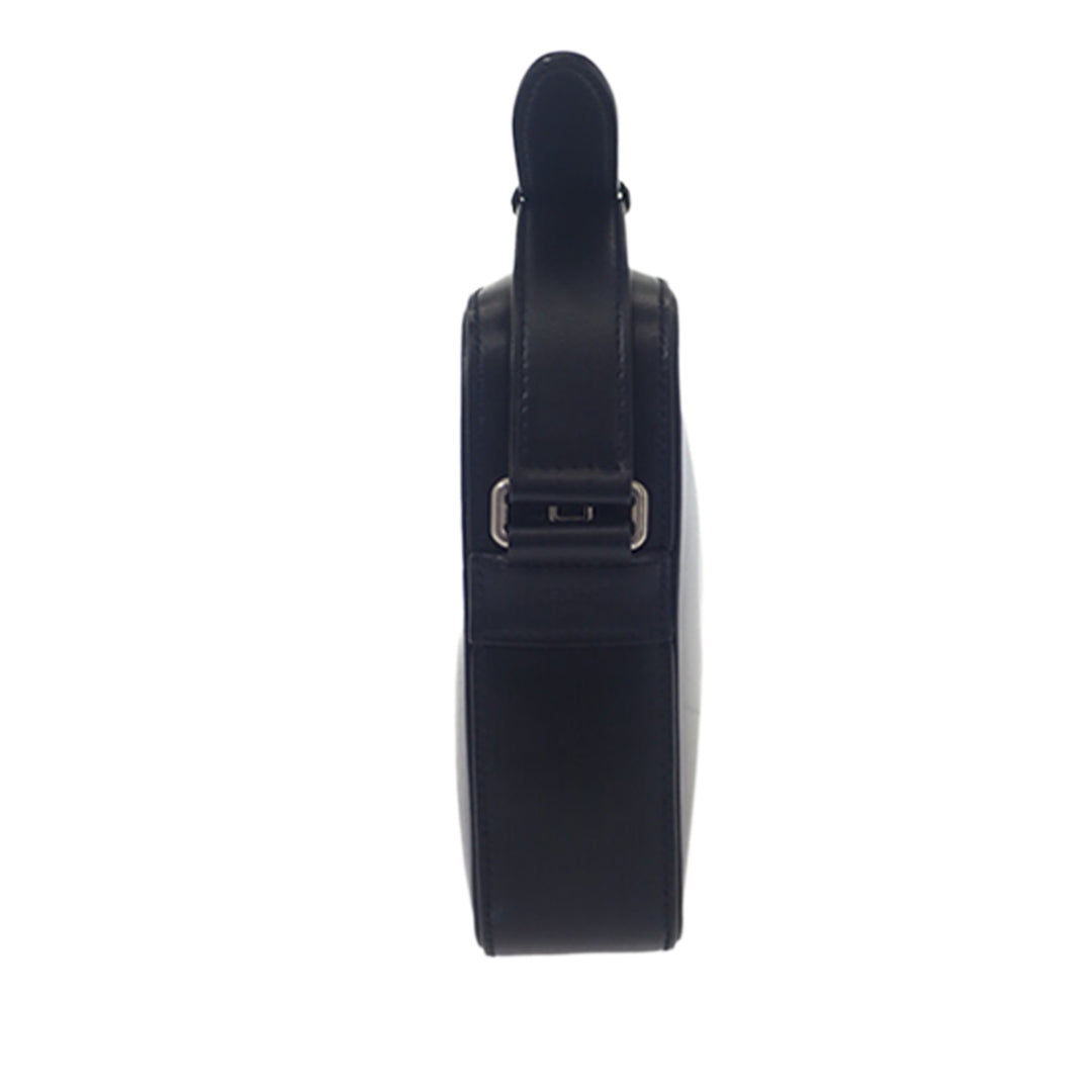 Logo Sac Messenger Cuir de veau lisse Noir