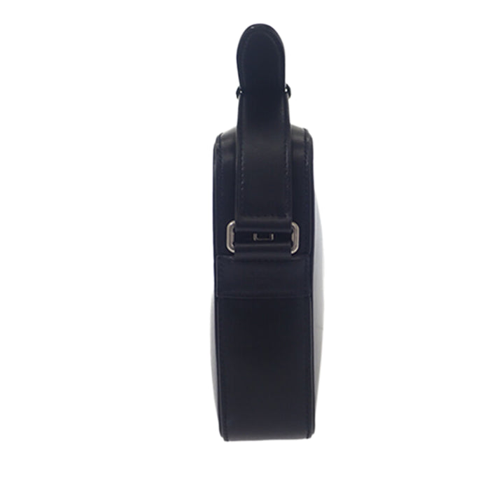 Logo Sac Messenger Cuir de veau lisse Noir