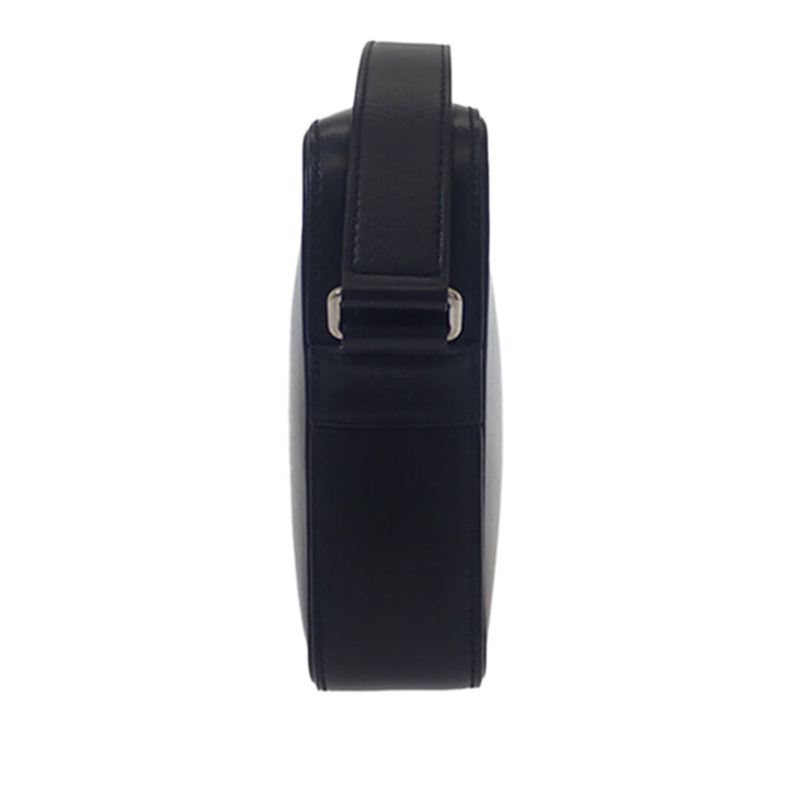 Logo Sac Messenger Cuir de veau lisse Noir