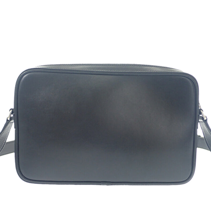 Logo Sac Messenger Cuir de veau lisse Noir