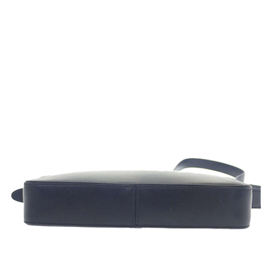 Logo Sac Messenger Cuir de veau lisse Noir