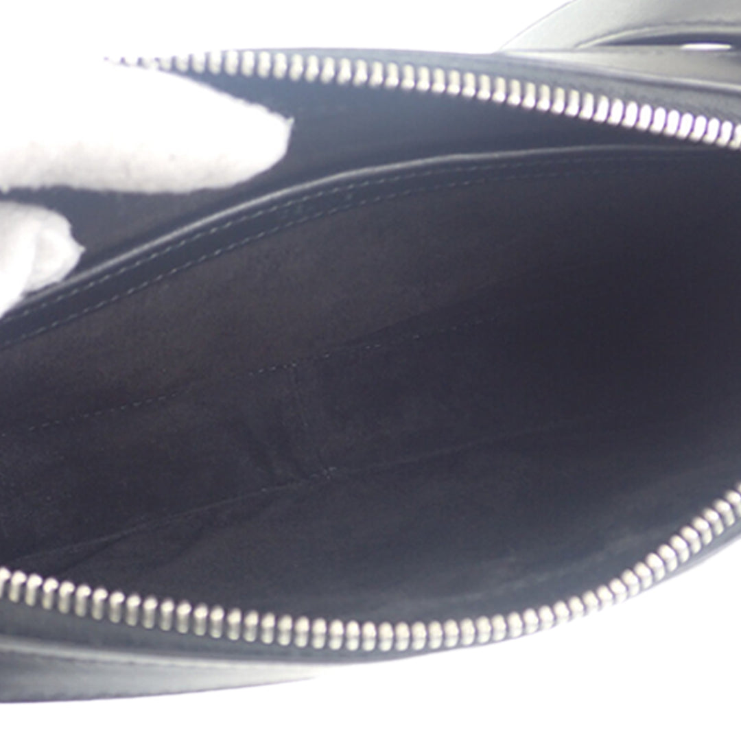 Logo Sac Messenger Cuir de veau lisse Noir