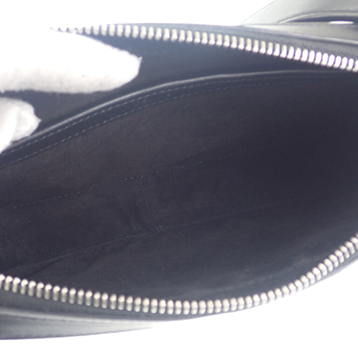 Logo Sac Messenger Cuir de veau lisse Noir