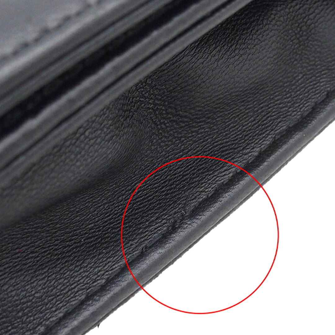 CC embossé Camellia Wallet on Chain Cuir d'agneau Noir