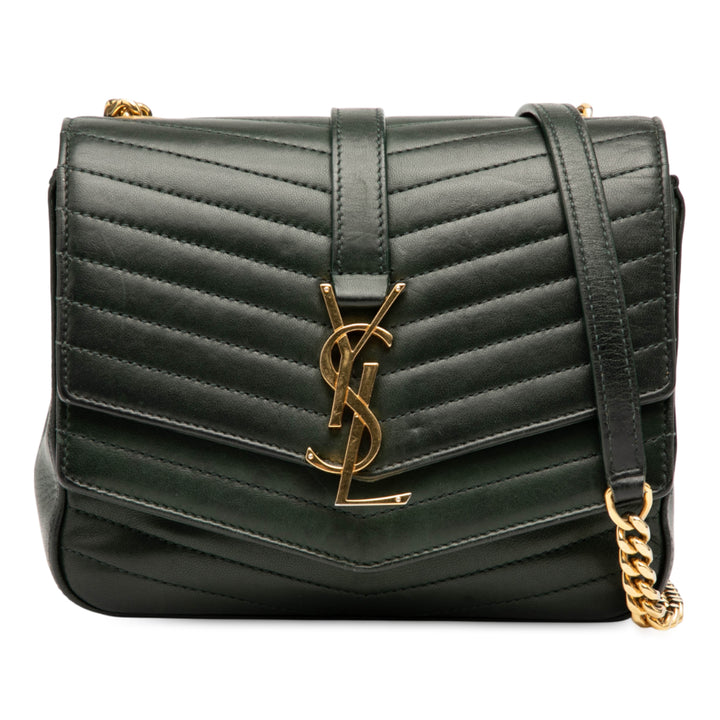 Saint Laurent Small Chevron Cuir d’agneau Monogram Sulpice Bag Vert