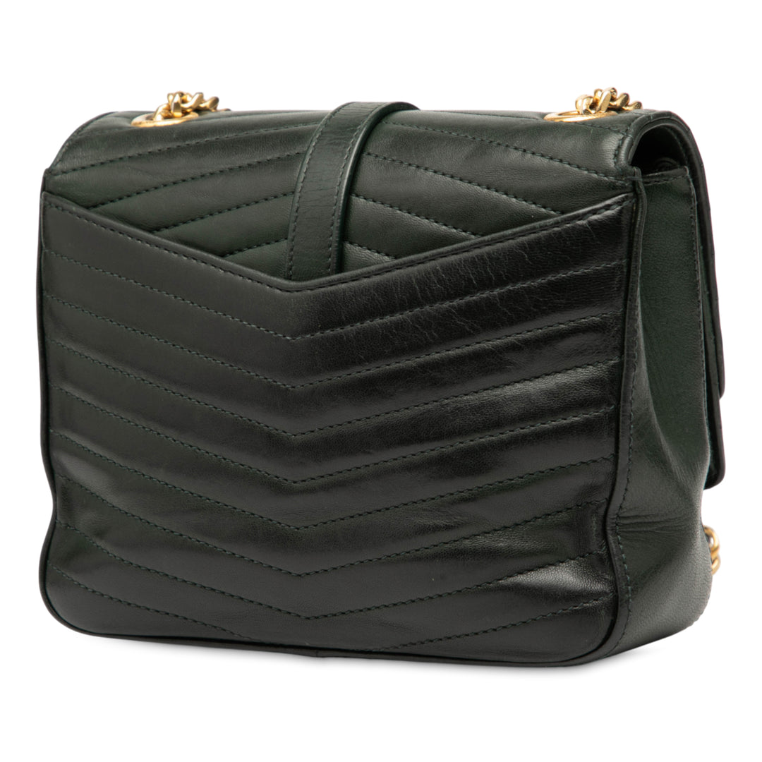 Saint Laurent Small Chevron Cuir d’agneau Monogram Sulpice Bag Vert