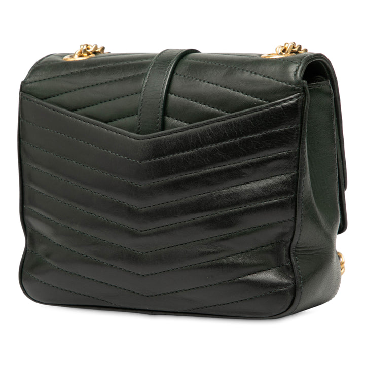Saint Laurent Small Chevron Cuir d’agneau Monogram Sulpice Bag Vert