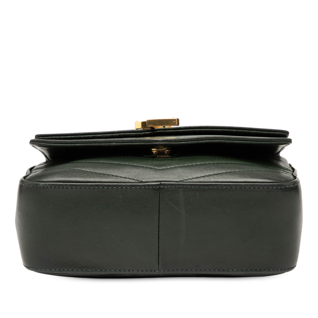 Saint Laurent Small Chevron Cuir d’agneau Monogram Sulpice Bag Vert