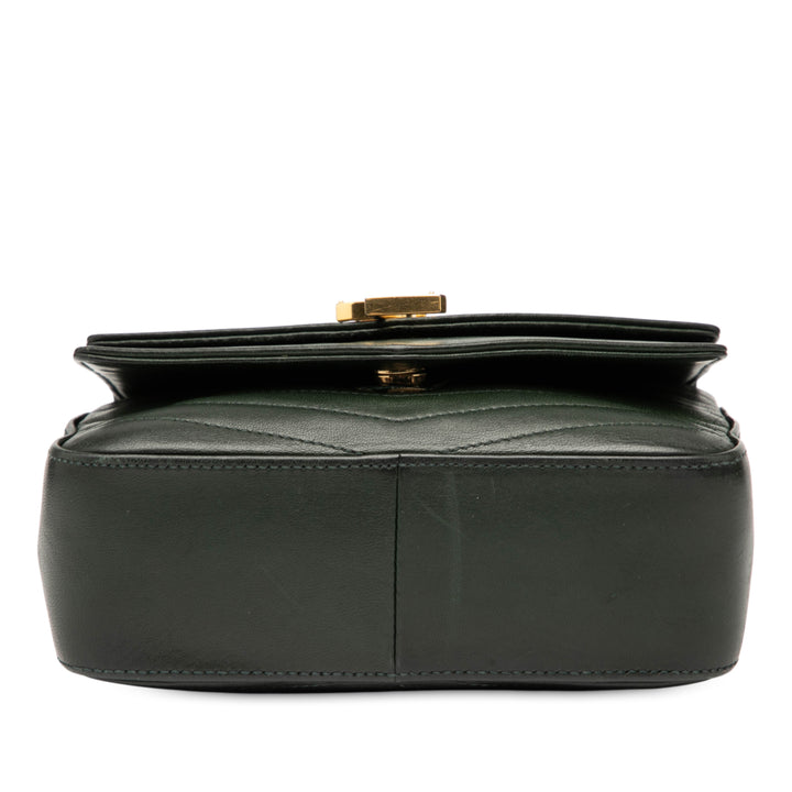 Saint Laurent Small Chevron Cuir d’agneau Monogram Sulpice Bag Vert