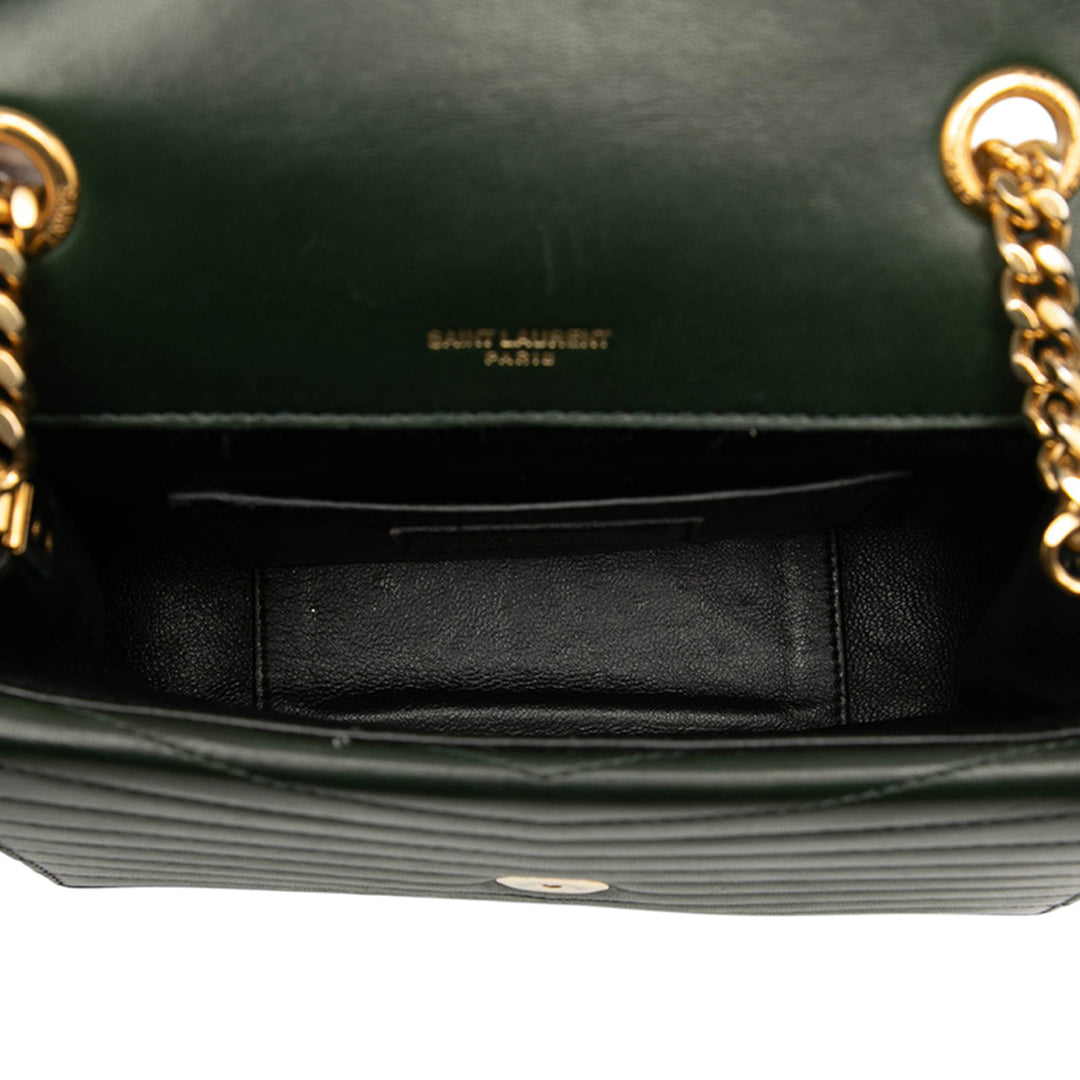 Saint Laurent Small Chevron Cuir d’agneau Monogram Sulpice Bag Vert