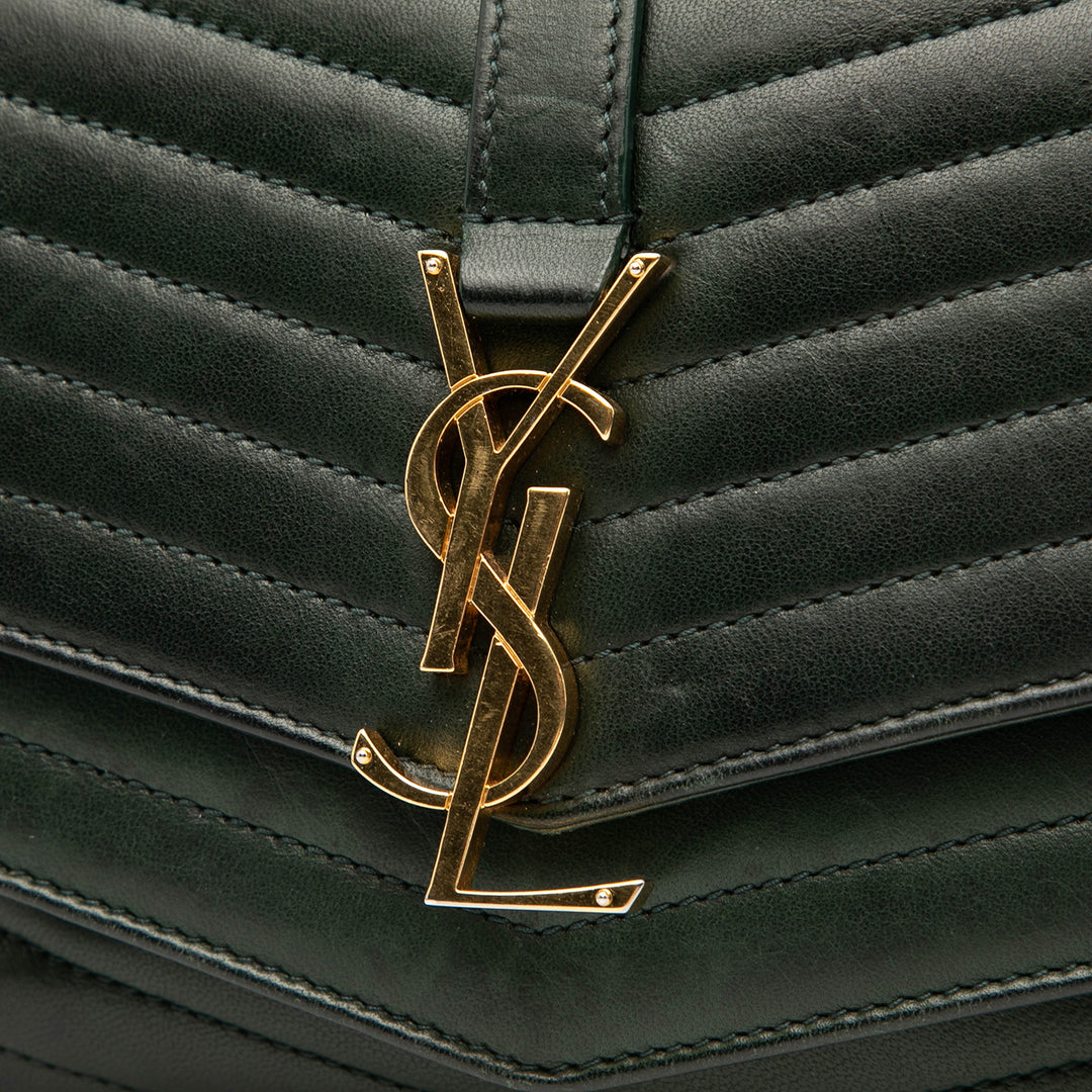 Saint Laurent Small Chevron Cuir d’agneau Monogram Sulpice Bag Vert