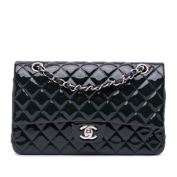 Medium Classic Patent Double Flap Blue - Gaby Paris
