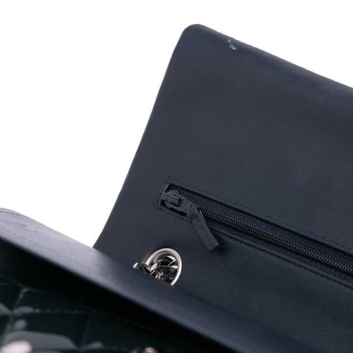 Medium Classic Patent Double Flap Blue - Gaby Paris