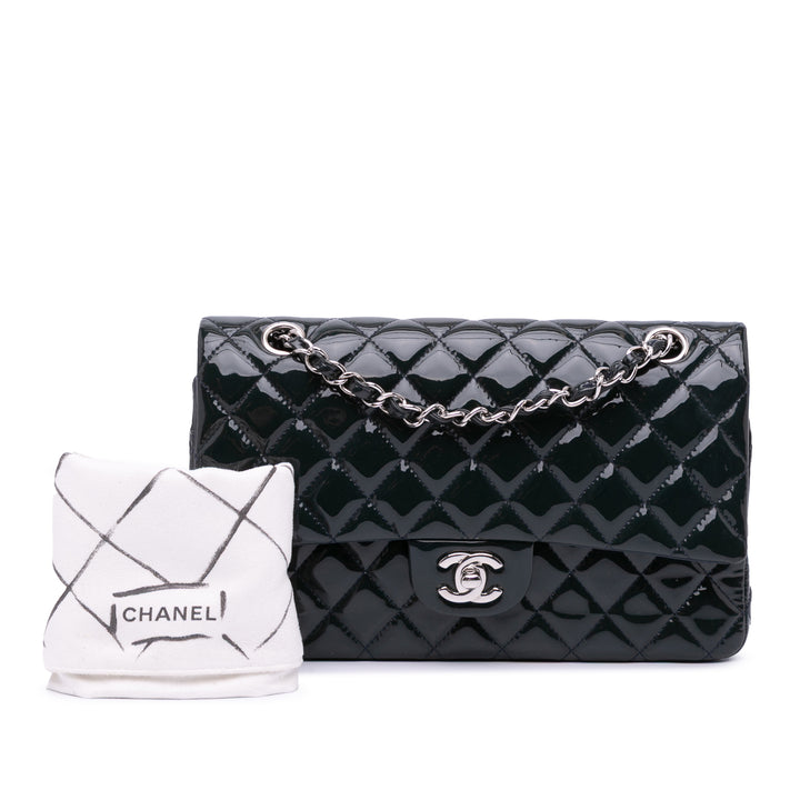 Medium Classic Patent Double Flap Blue - Gaby Paris