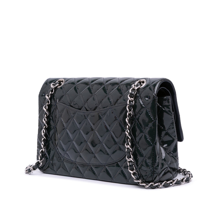 Medium Classic Patent Double Flap Blue - Gaby Paris
